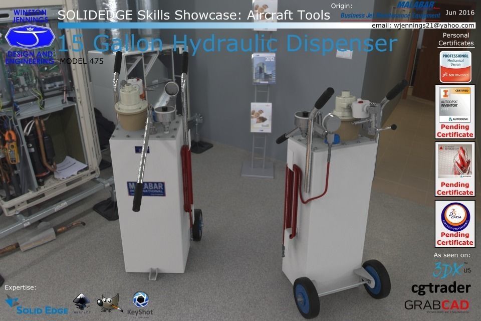 Solidedge Skills Showcase 15 Gallon Hydraulic Dispenser Free 3D model_0