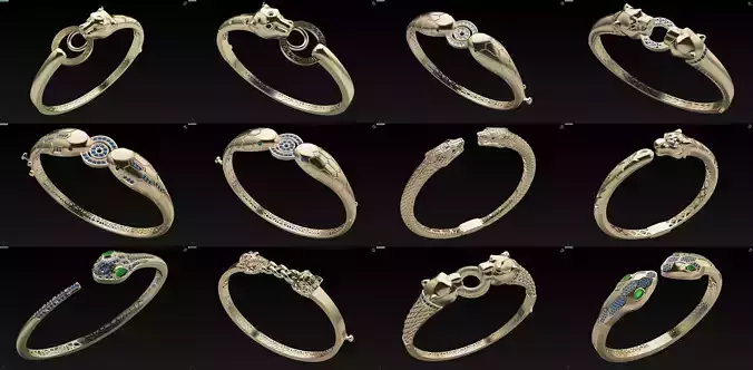 12 panther bracelet 3D print model