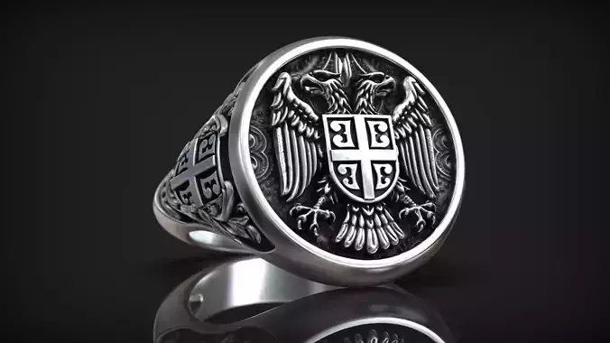 Serbian Heraldic Eagle State Symbol Emblem Ring