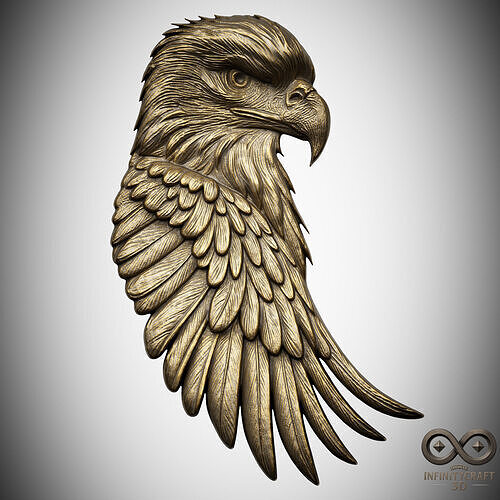Eagle Head Wall Relief  3D STL Model for CNC or 3D Print 3D print model