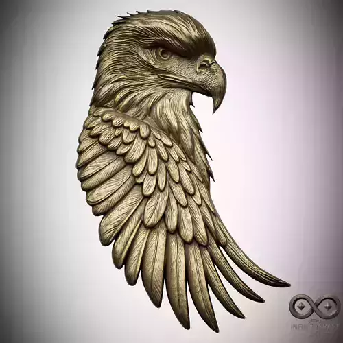 Eagle Head Wall Relief  3D STL Model for CNC or 3D Print