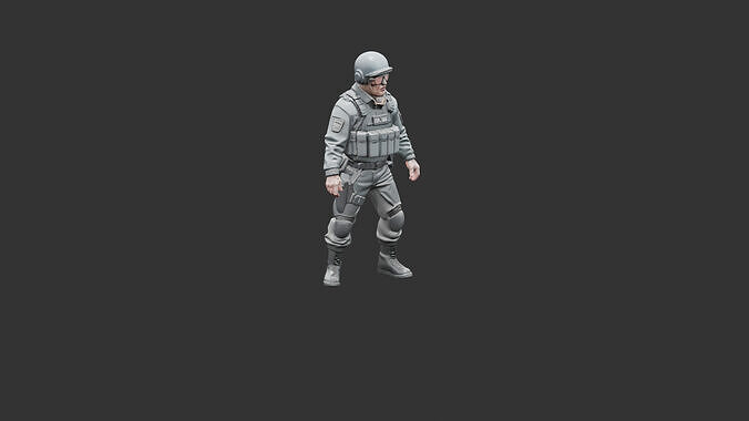 Riot Gear Zombie Low-poly 3D model