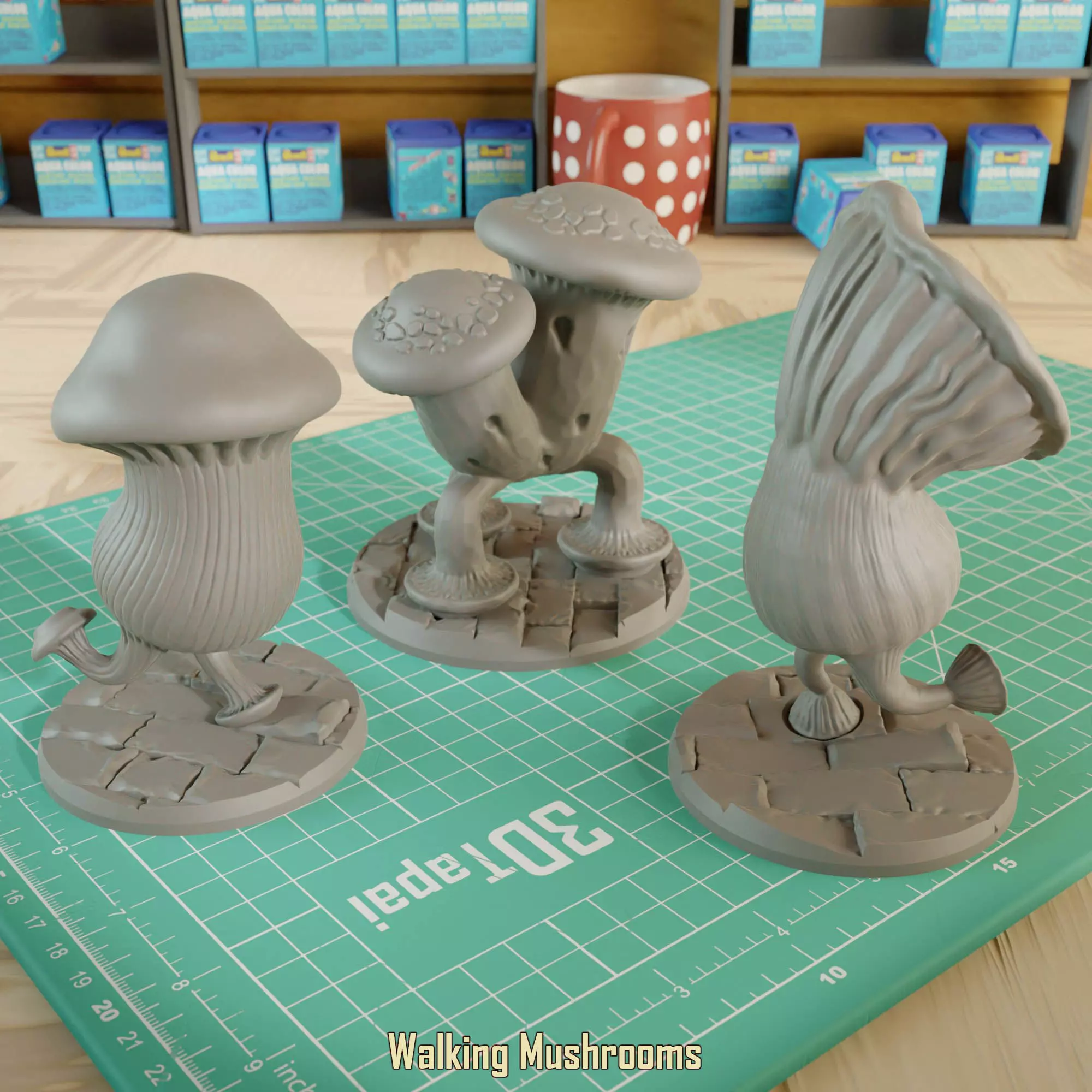 Walking Mushrooms 3D print model_0