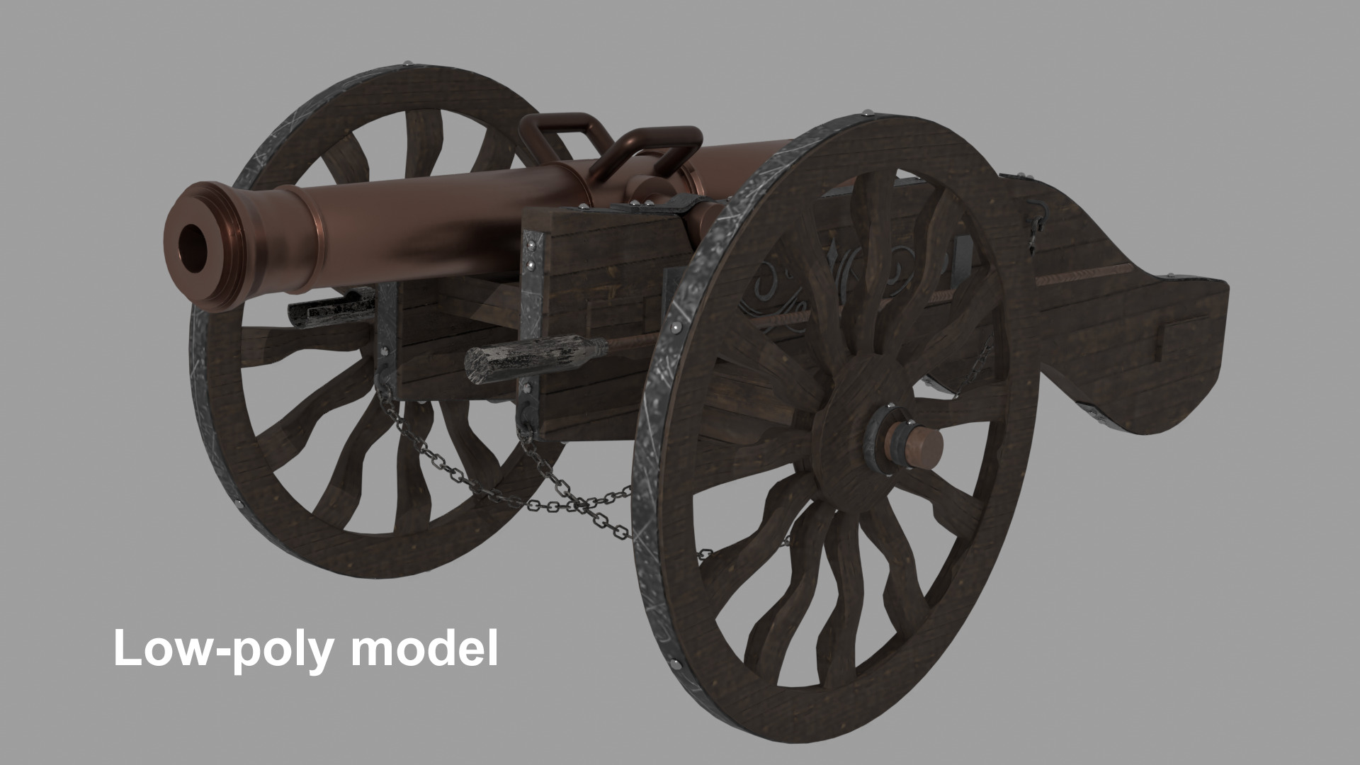 Cannon Low-poly 3D model_1