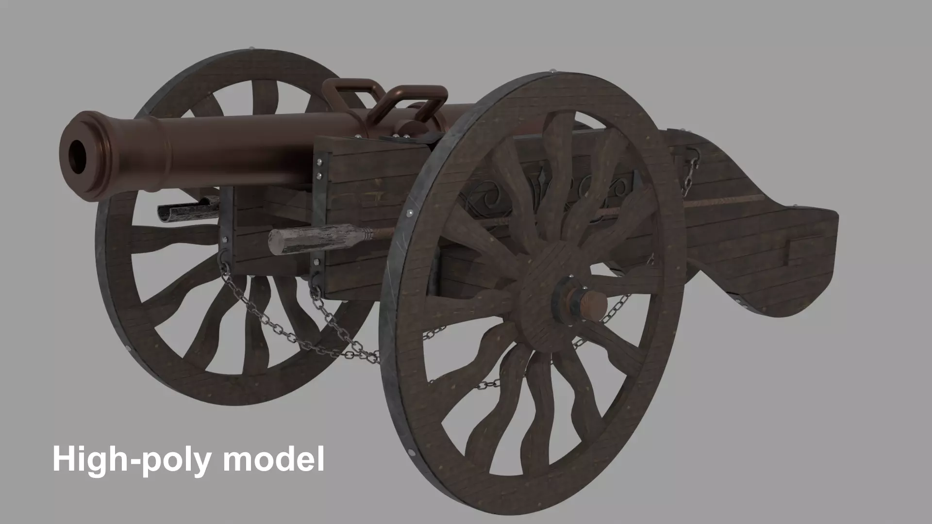 Cannon Low-poly 3D model_0