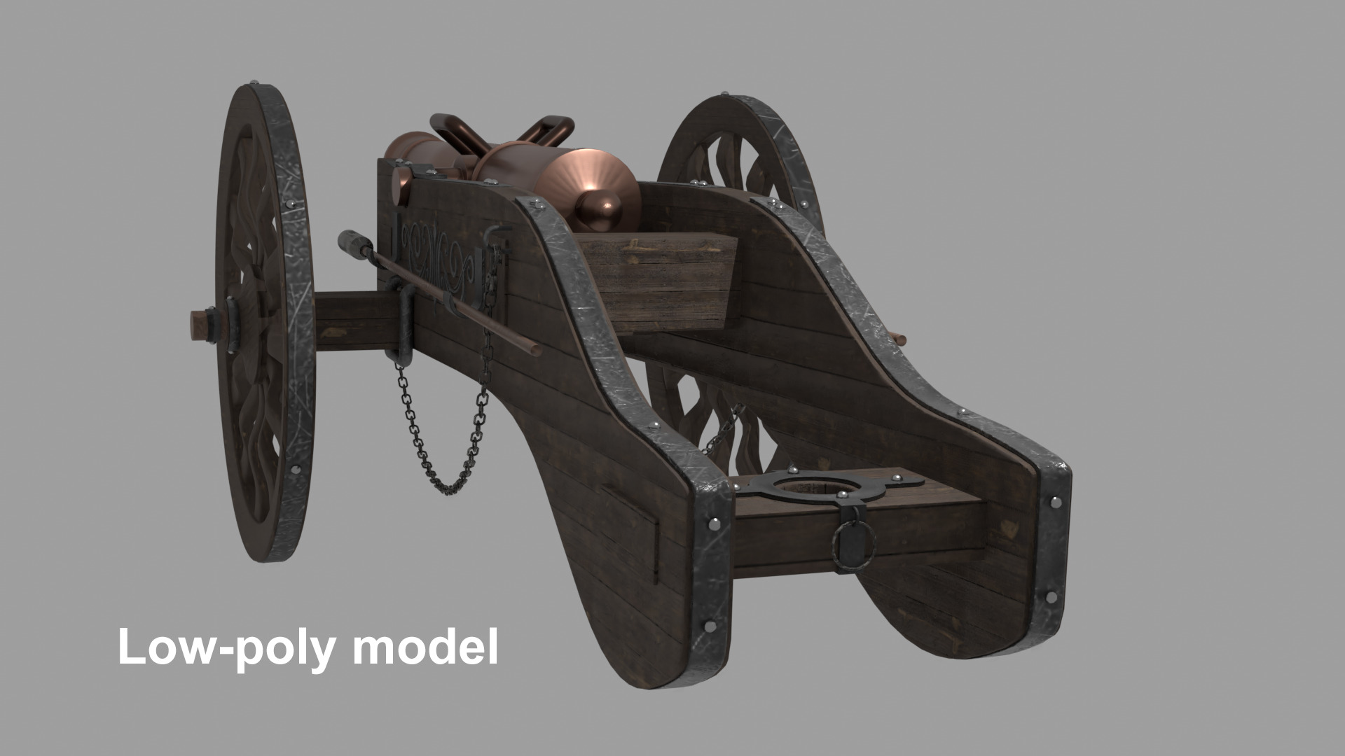 Cannon Low-poly 3D model_2