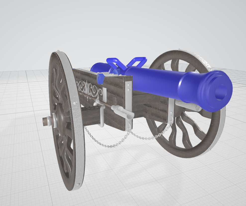 Cannon Low-poly 3D model_5