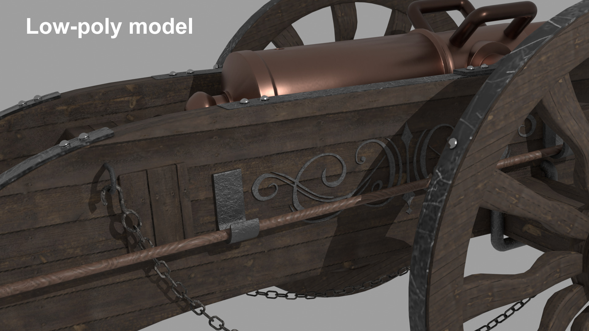 Cannon Low-poly 3D model_3