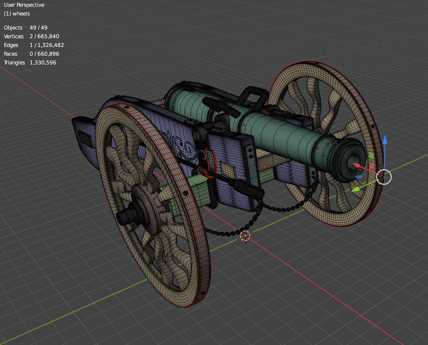 Cannon Low-poly 3D model_6