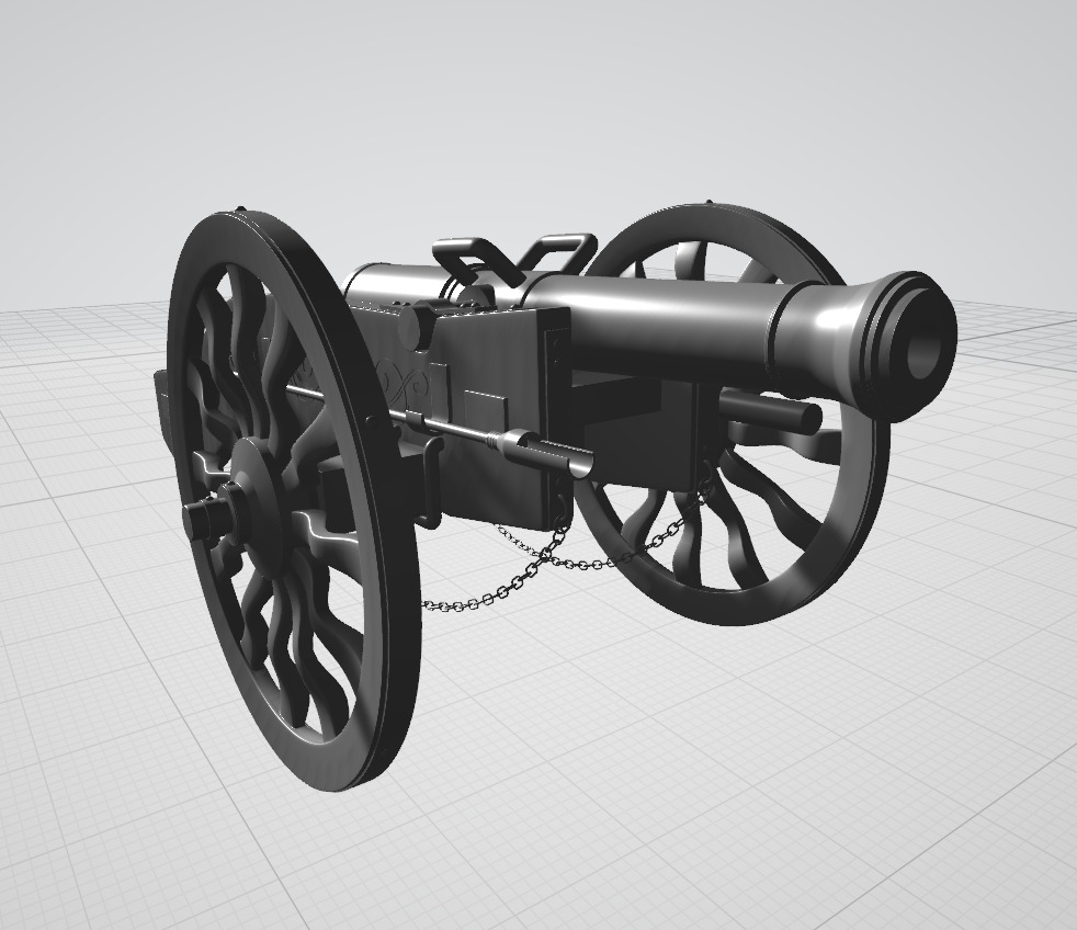 Cannon Low-poly 3D model_4