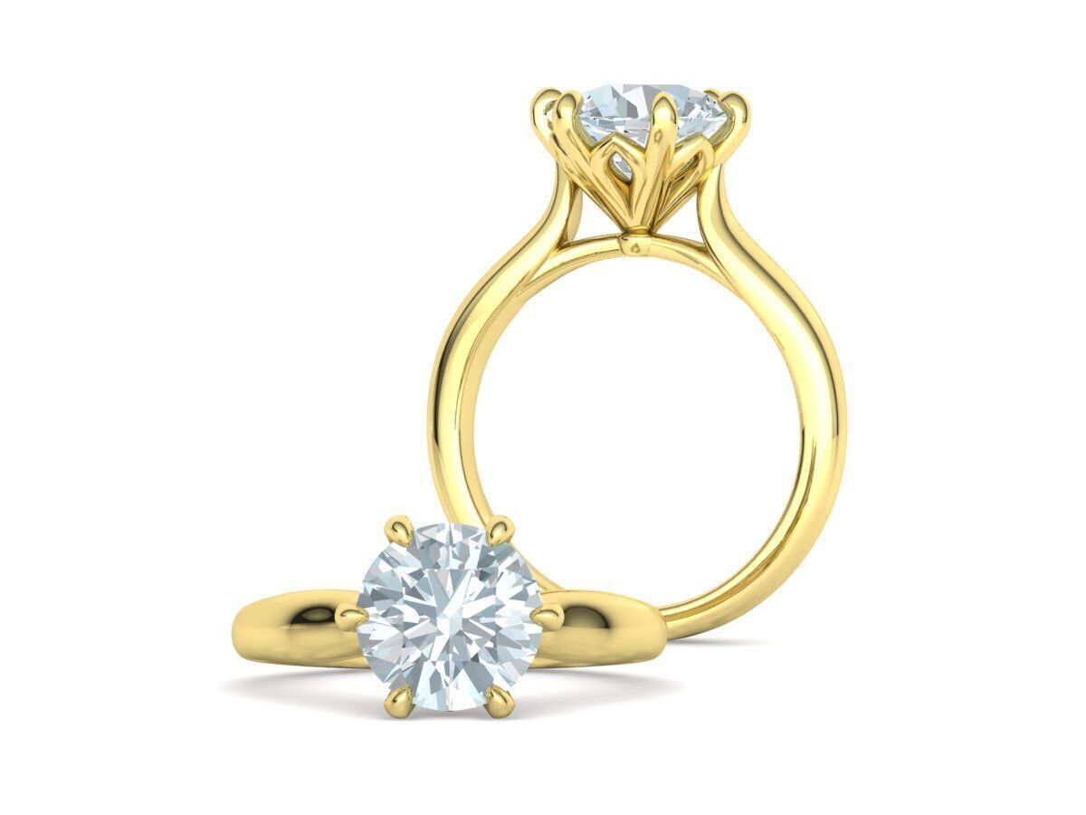 Solitaire Engagement Ring 9mm stone printable 3dmodel  3D print model_12