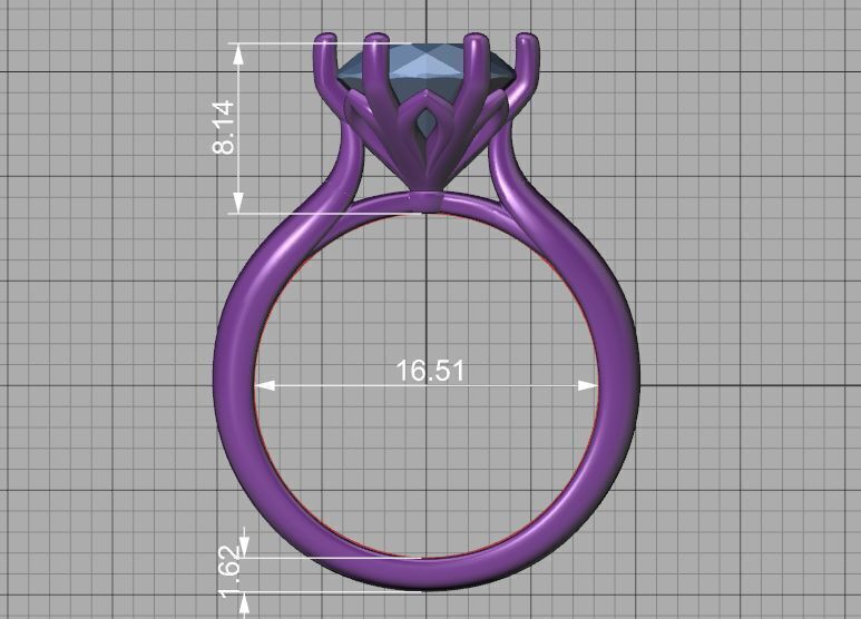 Solitaire Engagement Ring 9mm stone printable 3dmodel  3D print model_40