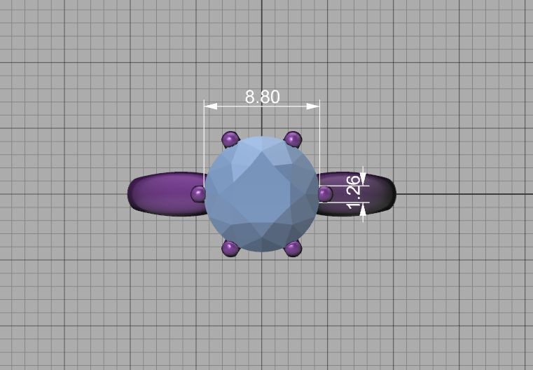 Solitaire Engagement Ring 9mm stone printable 3dmodel  3D print model_7