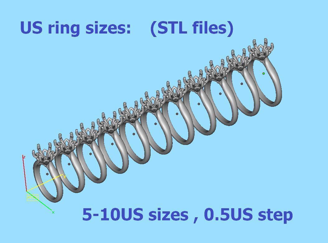 Solitaire Engagement Ring 9mm stone printable 3dmodel  3D print model_10