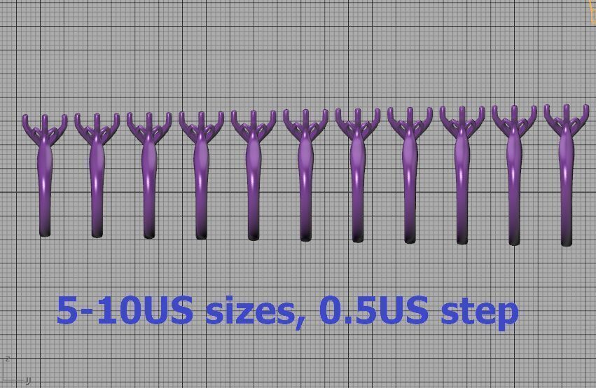 Solitaire Engagement Ring 9mm stone printable 3dmodel  3D print model_9