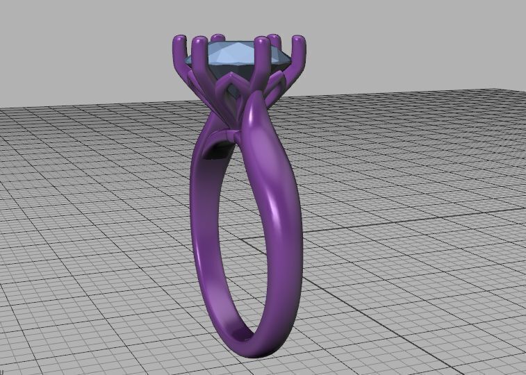 Solitaire Engagement Ring 9mm stone printable 3dmodel  3D print model_45