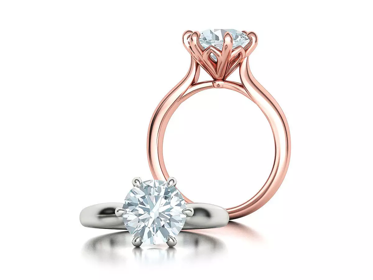 Solitaire Engagement Ring 9mm stone printable 3dmodel  3D print model_0