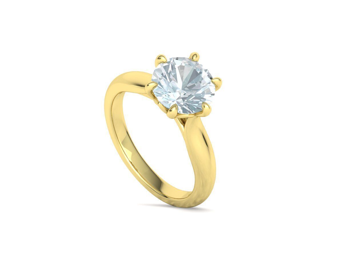 Solitaire Engagement Ring 9mm stone printable 3dmodel  3D print model_33