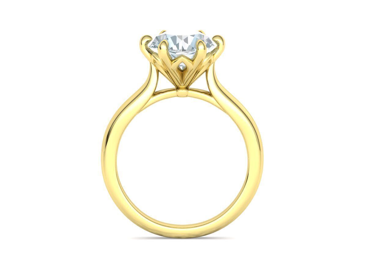 Solitaire Engagement Ring 9mm stone printable 3dmodel  3D print model_15