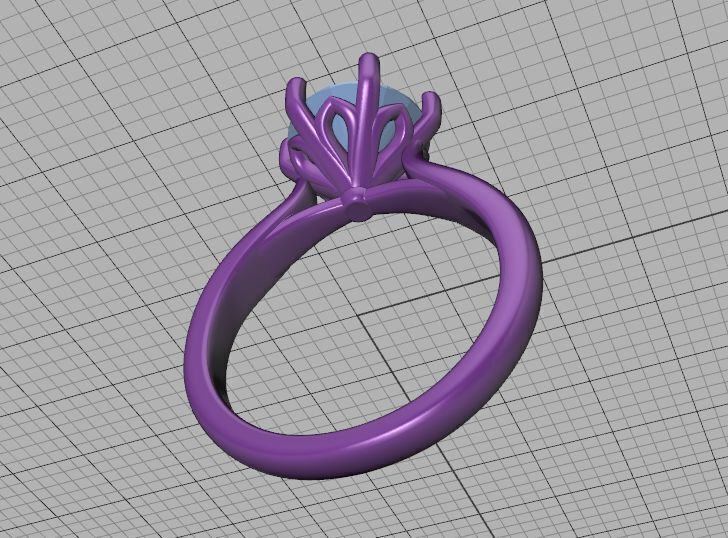 Solitaire Engagement Ring 9mm stone printable 3dmodel  3D print model_44