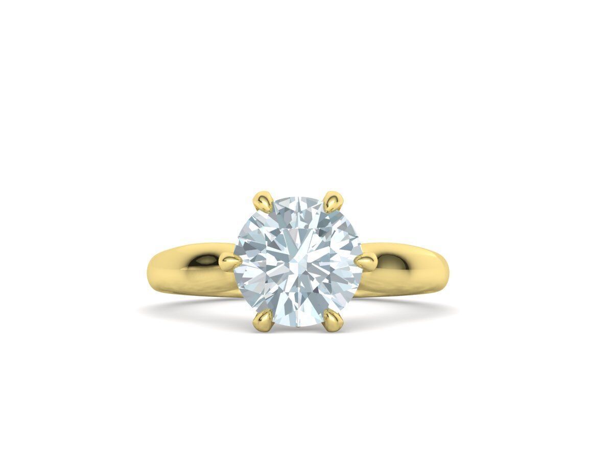 Solitaire Engagement Ring 9mm stone printable 3dmodel  3D print model_38