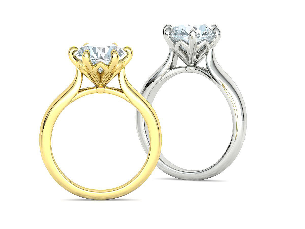 Solitaire Engagement Ring 9mm stone printable 3dmodel  3D print model_4