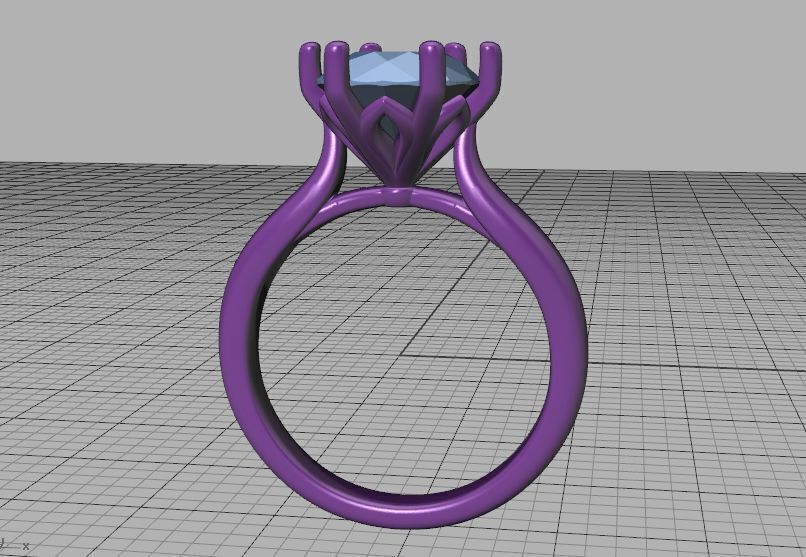 Solitaire Engagement Ring 9mm stone printable 3dmodel  3D print model_42