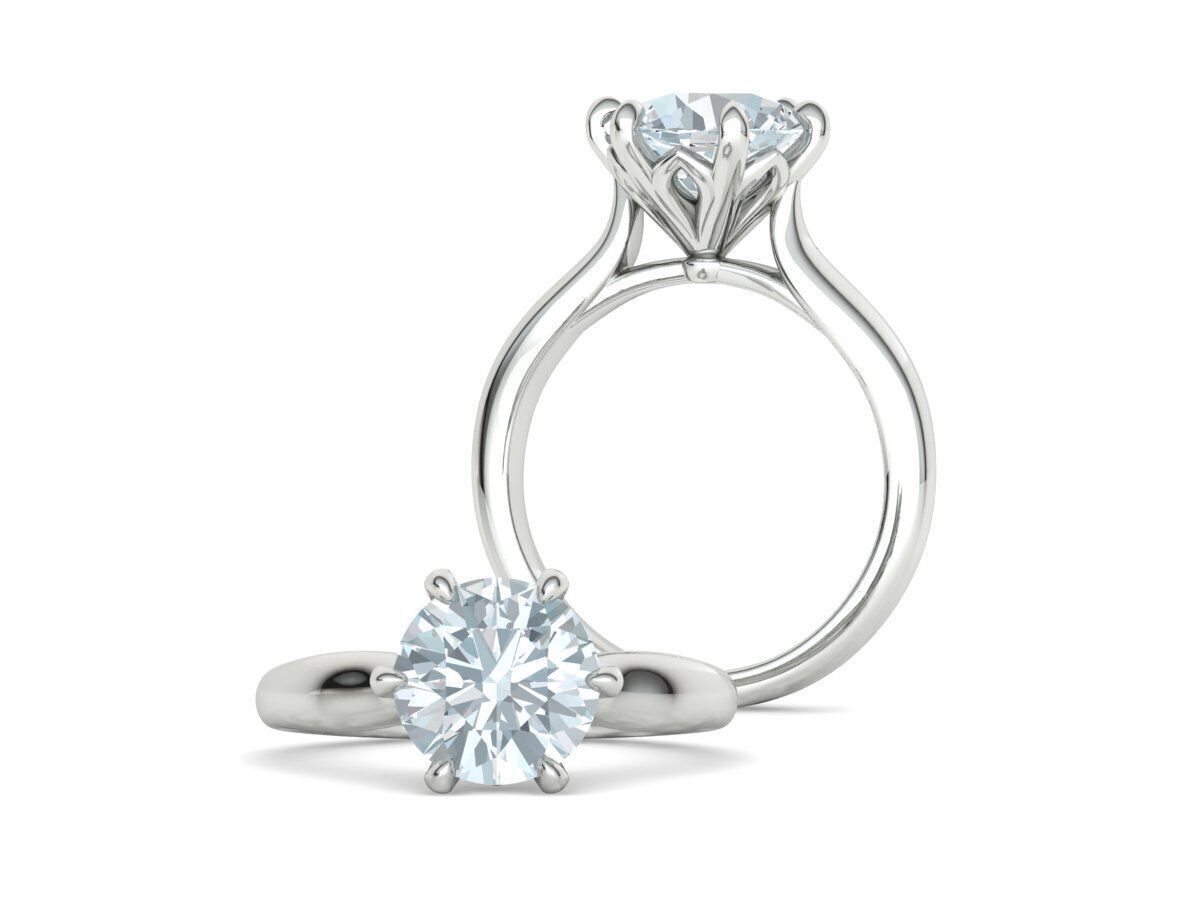 Solitaire Engagement Ring 9mm stone printable 3dmodel  3D print model_13