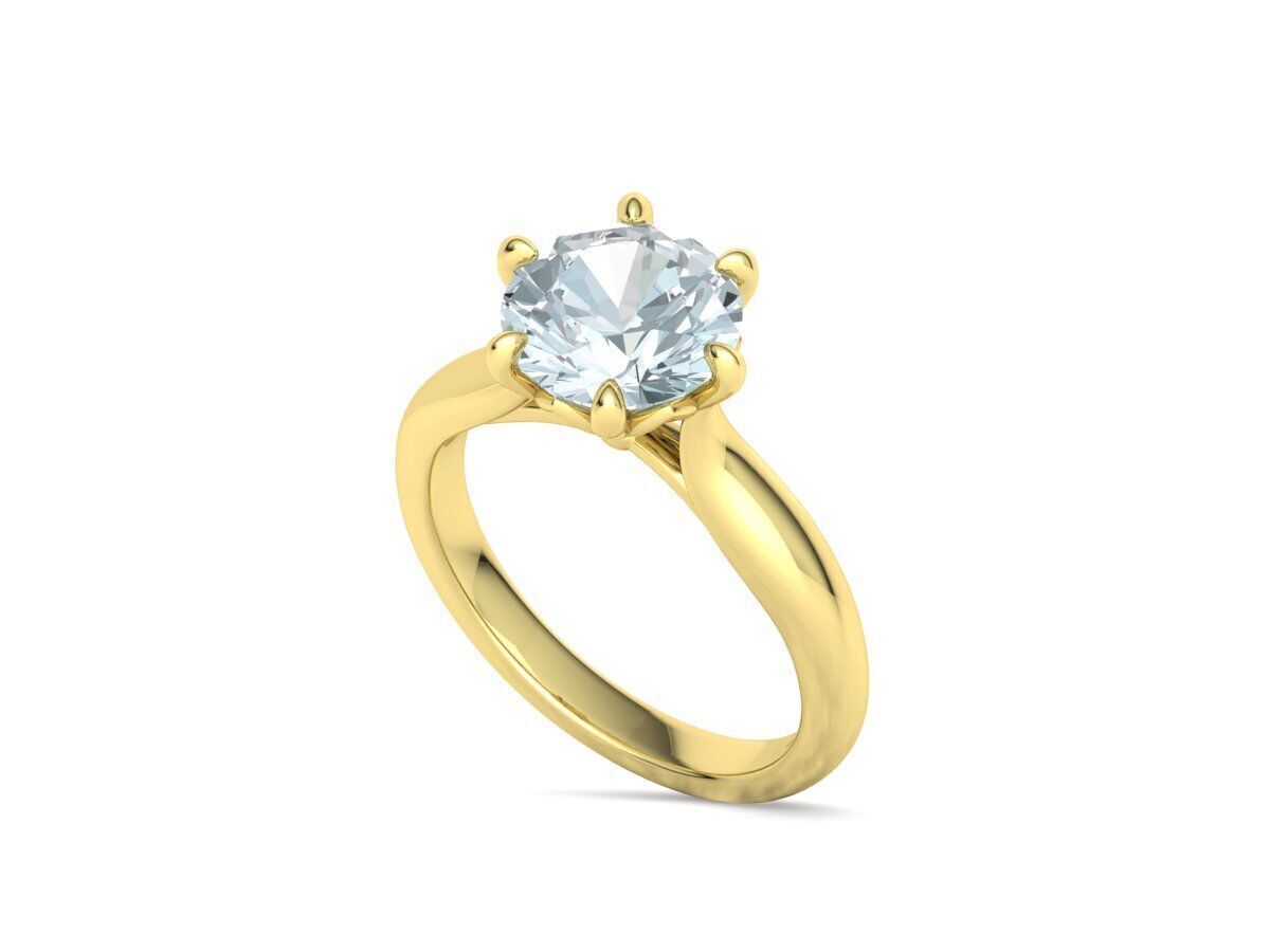 Solitaire Engagement Ring 9mm stone printable 3dmodel  3D print model_27