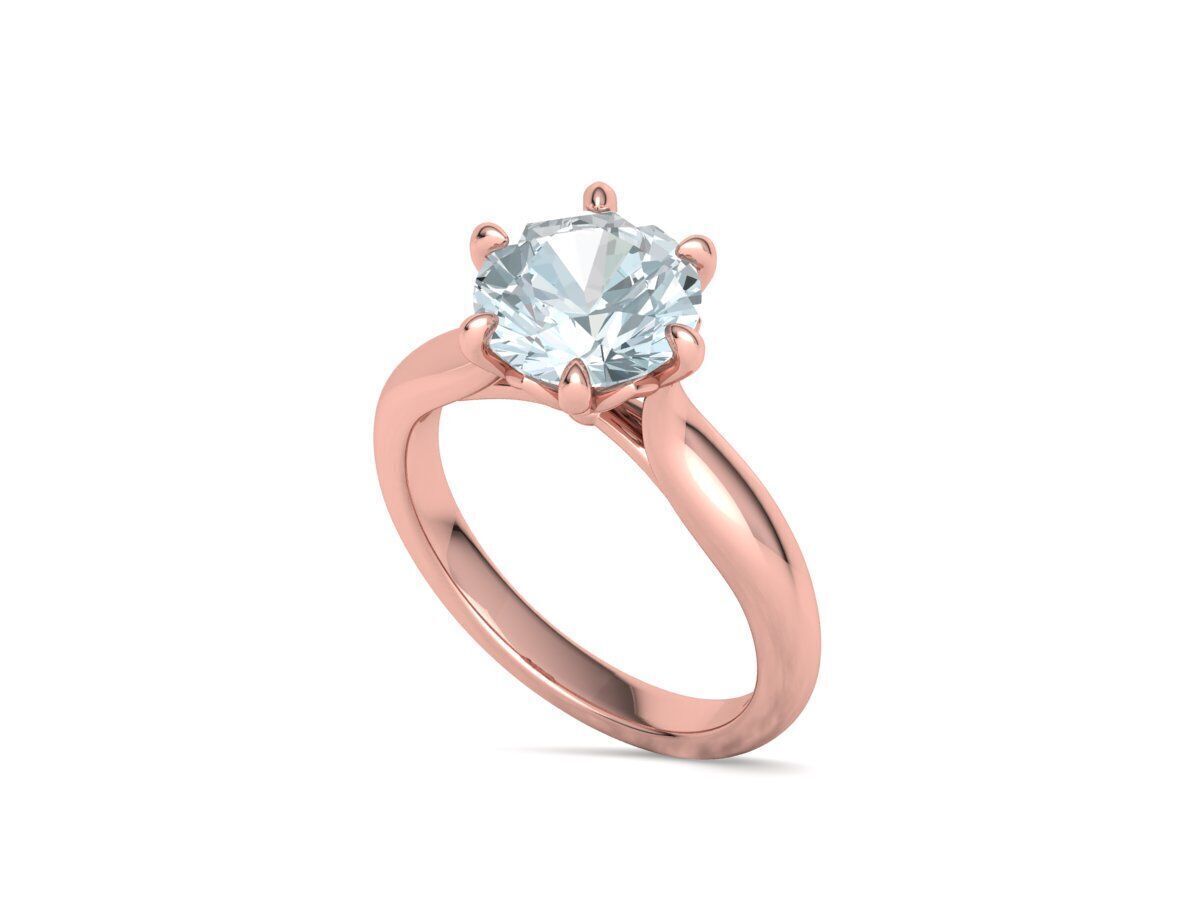 Solitaire Engagement Ring 9mm stone printable 3dmodel  3D print model_26