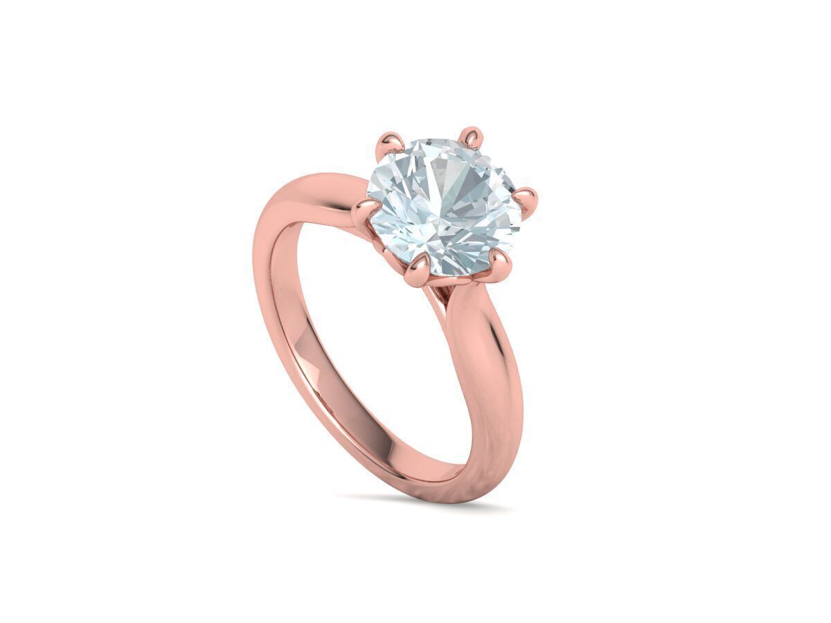 Solitaire Engagement Ring 9mm stone printable 3dmodel  3D print model_32