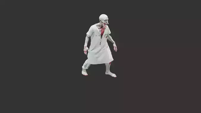 Hospital Patient Zombie Low-poly 3D model