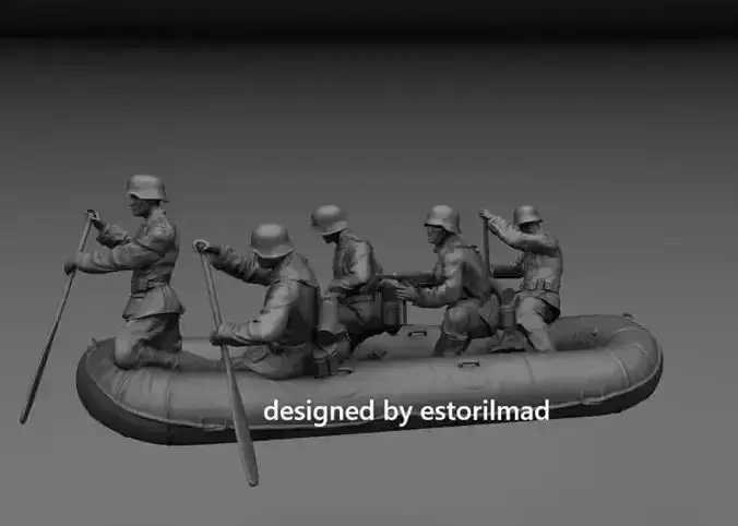 WW2 GERMAN ASSAULT SOLDIERS WITH AN ASSAULT RAFT