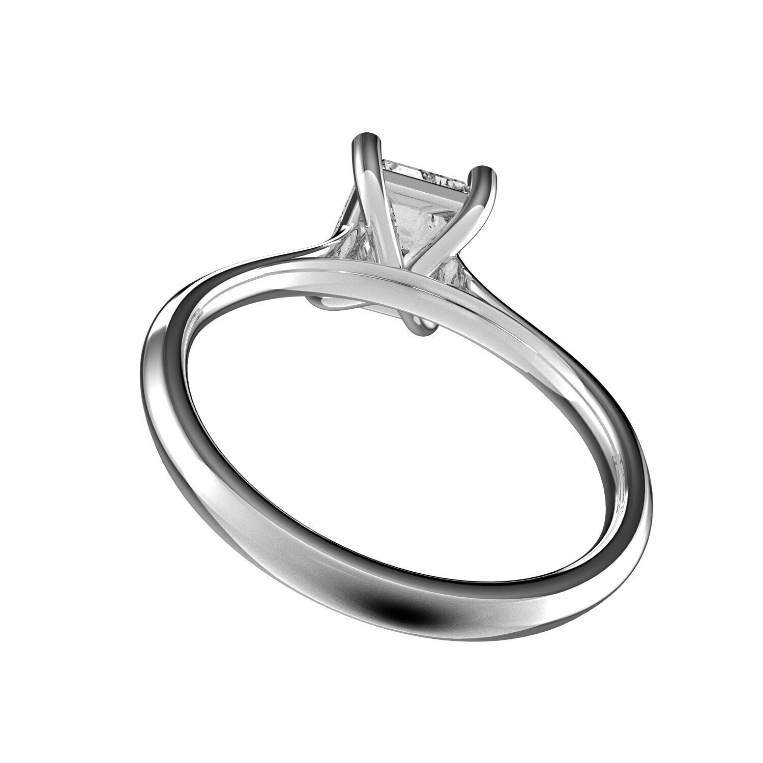 Classic Shoulder Solitaire Ring - Emerald cut - 100 ct points 3D print model_4
