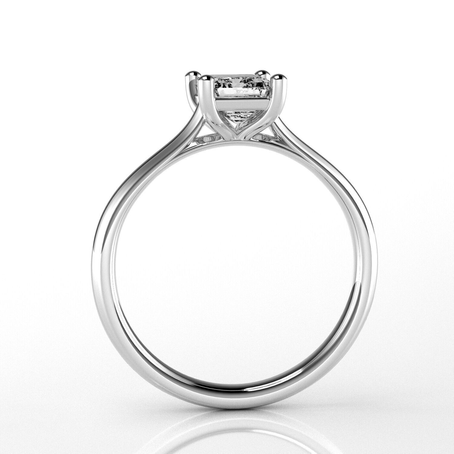 Classic Shoulder Solitaire Ring - Emerald cut - 100 ct points 3D print model_2