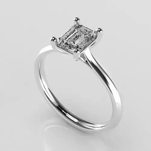 Classic Shoulder Solitaire Ring - Emerald cut - 100 ct points