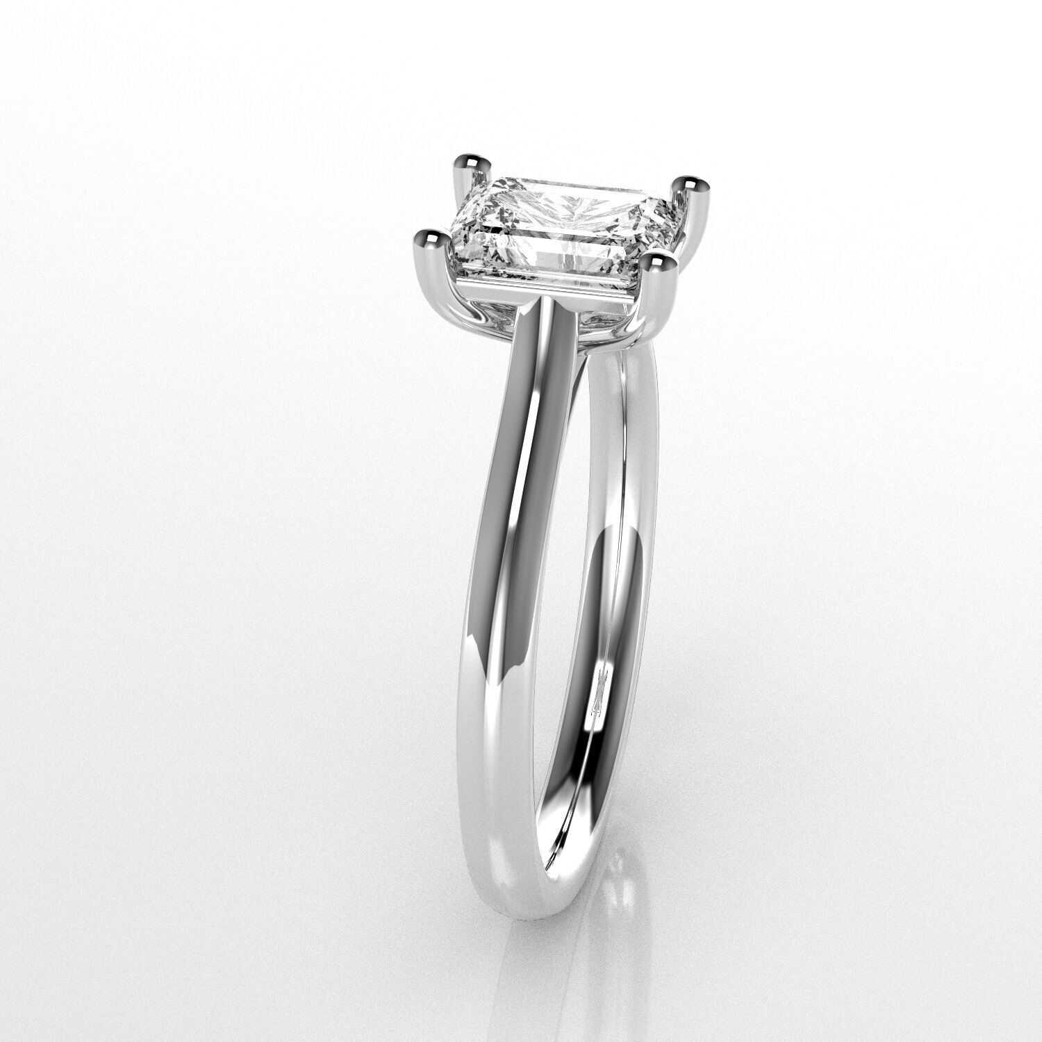 Classic Shoulder Solitaire Ring - Emerald cut - 100 ct points 3D print model_3