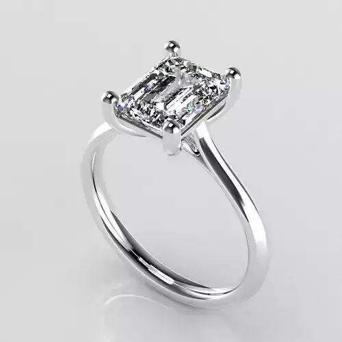 Classic Shoulder Solitaire Ring - Emerald cut - 200 ct points