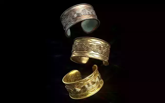 Ancient Metal Bracelets set Tribal Jewelry  Gold Silver Bronze