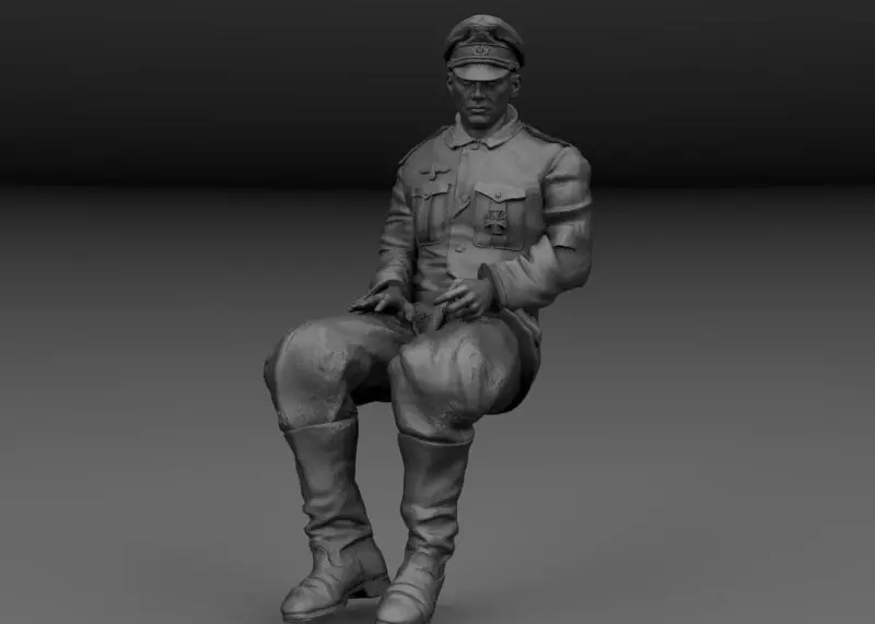 WW2 GERMAN OFFICER SEATED 3D print model_0