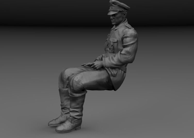 WW2 GERMAN OFFICER SEATED 3D print model_2