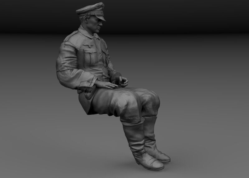 WW2 GERMAN OFFICER SEATED 3D print model_1