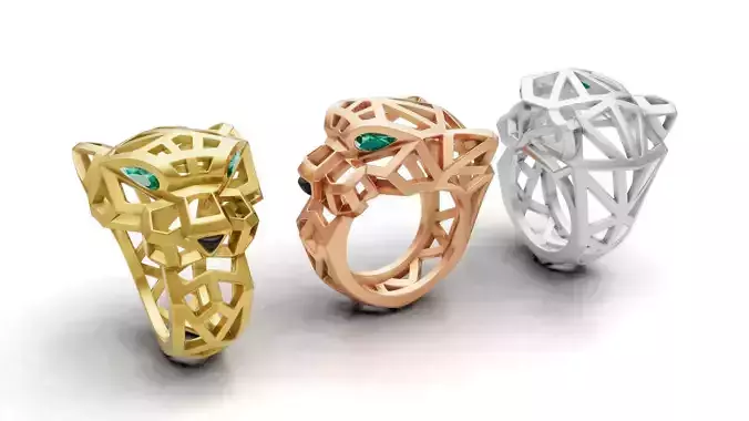 Cartier Panther Ring Structured Construction 3D print model
