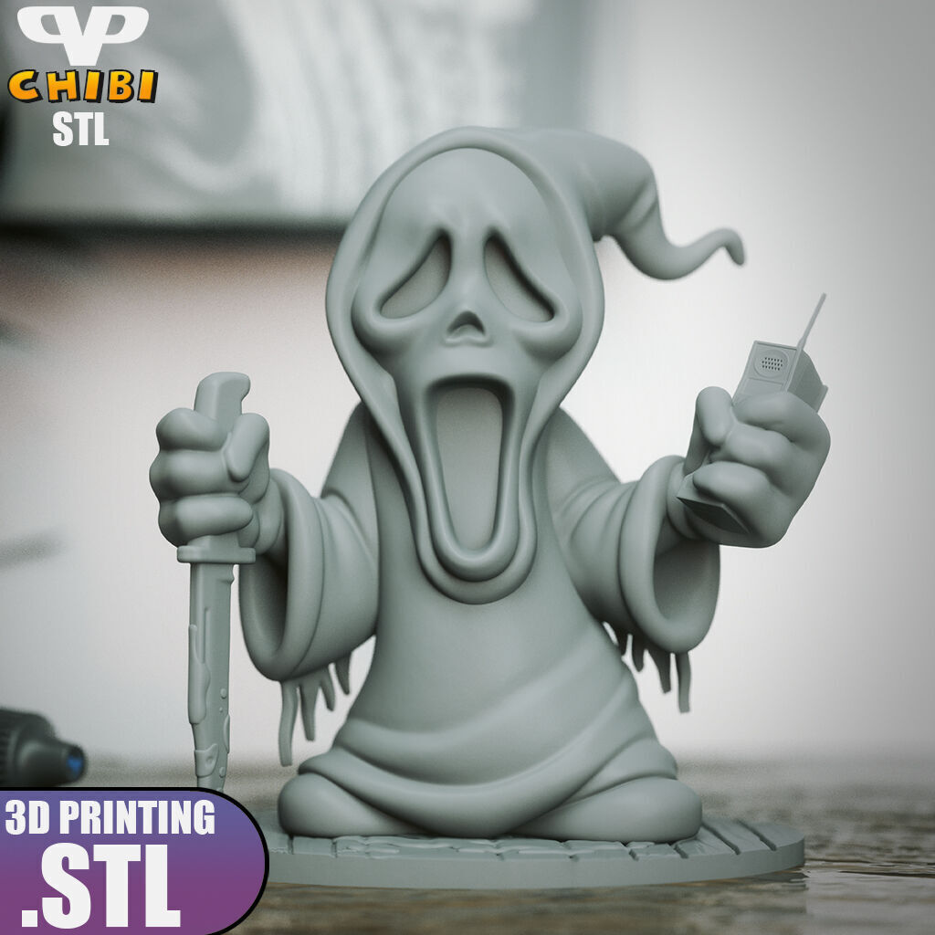 Ghostface Chibi STL for 3D Printing ChibiSTL 3DXM 3D print model_7