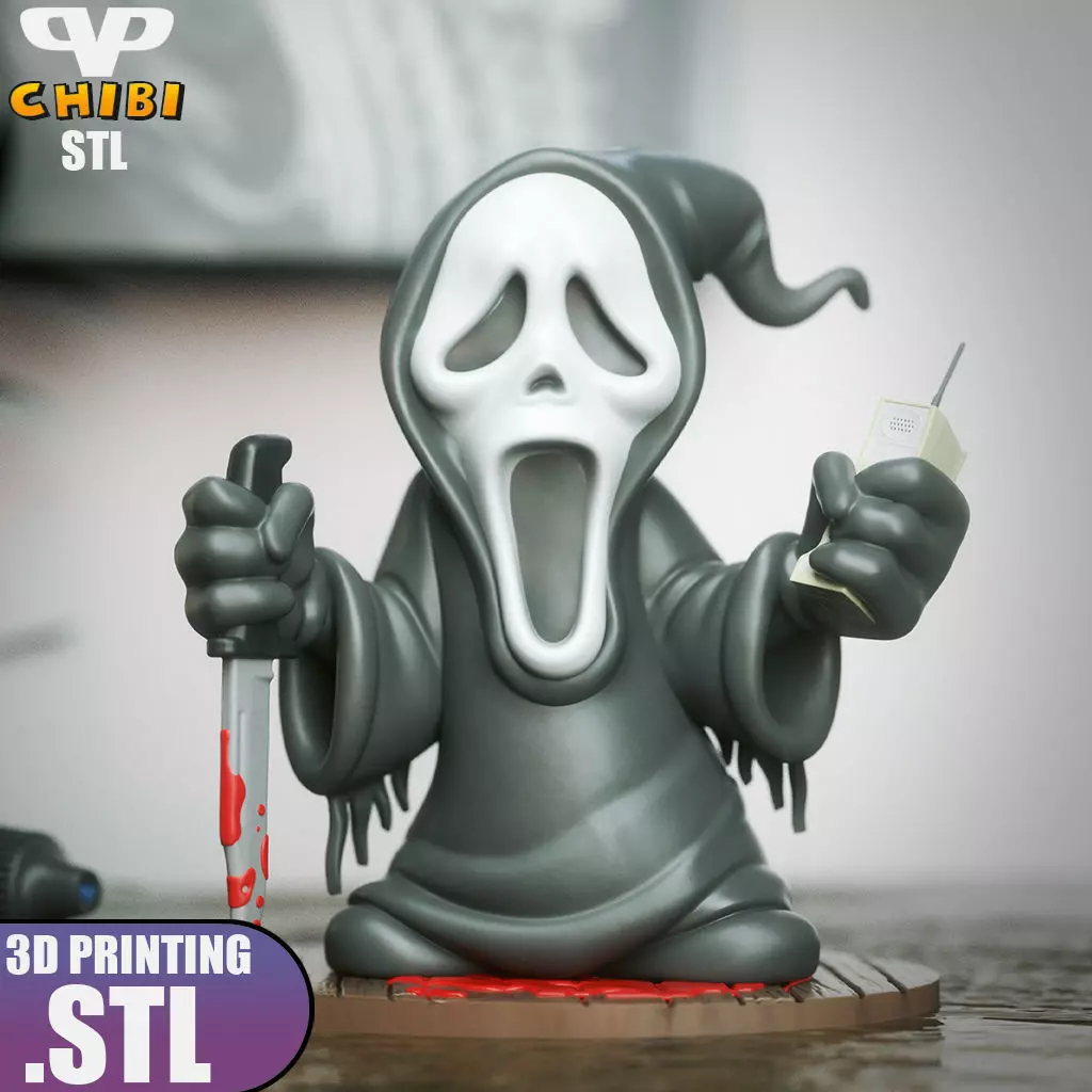 Ghostface Chibi STL for 3D Printing ChibiSTL 3DXM 3D print model_0