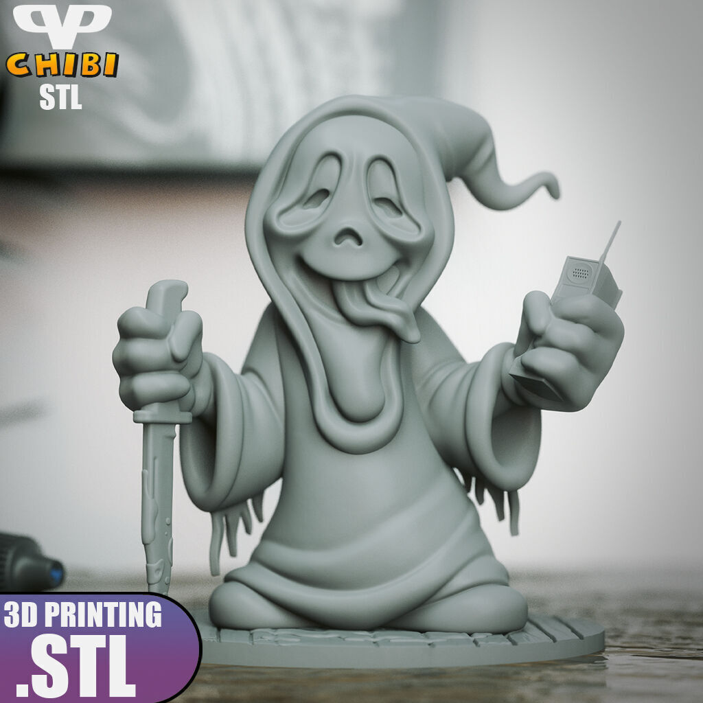 Ghostface Chibi STL for 3D Printing ChibiSTL 3DXM 3D print model_9