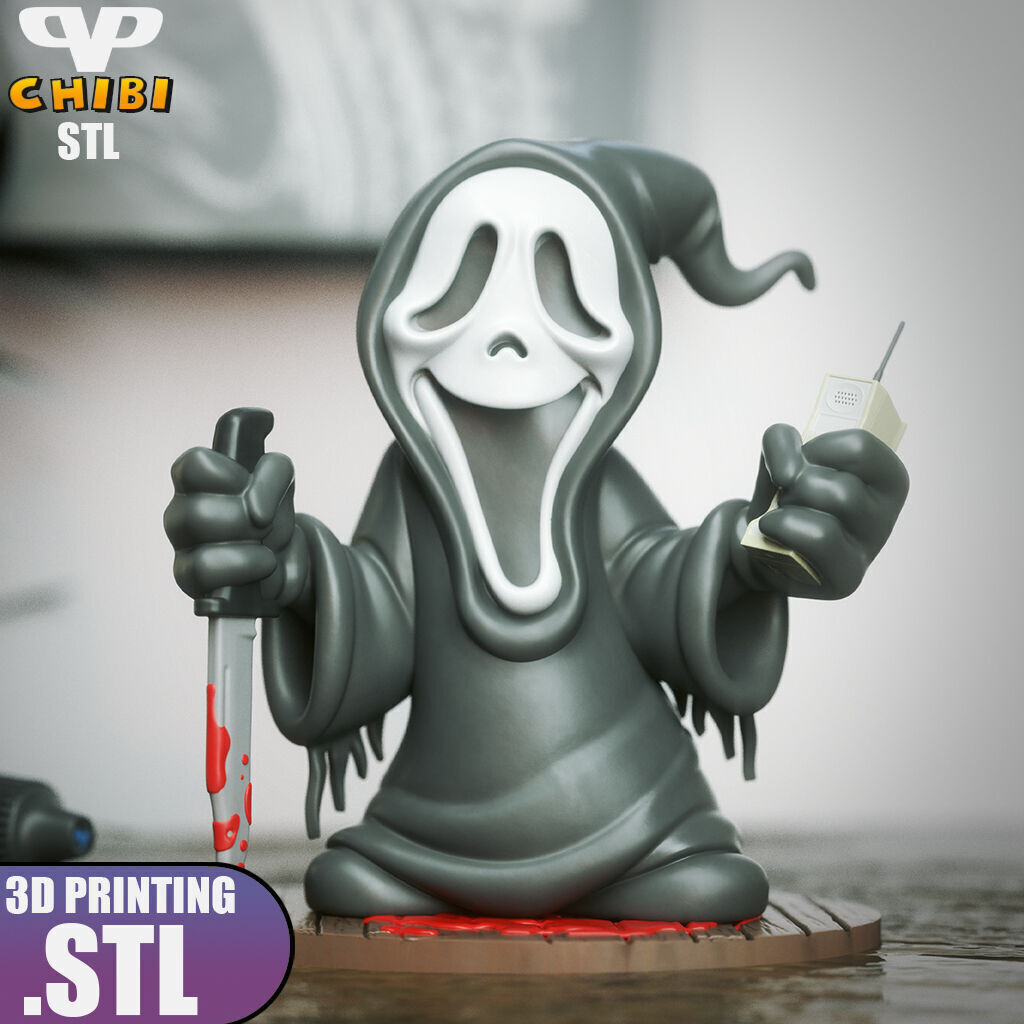 Ghostface Chibi STL for 3D Printing ChibiSTL 3DXM 3D print model_4