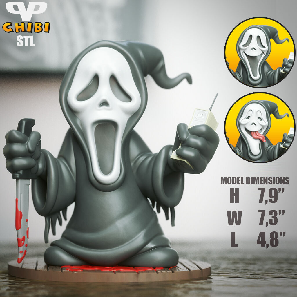 Ghostface Chibi STL for 3D Printing ChibiSTL 3DXM 3D print model_13