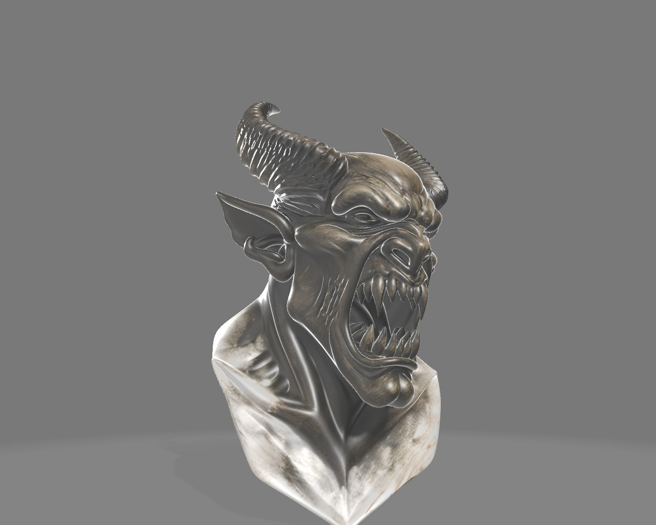 Demonic Creature Stylized Monster Bust 3D print model_3