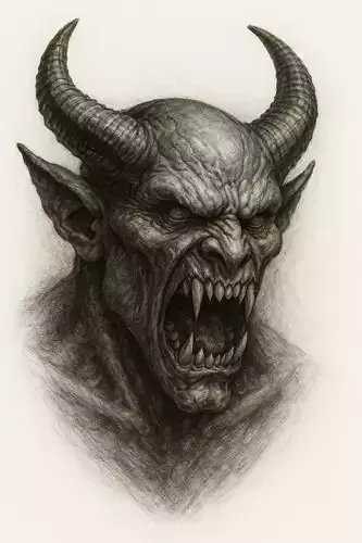 Demonic Creature  Stylized Monster Bust